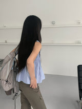 スモーキングデニムフレア ストラップスリーブレス/Piret Smoking Denim Flare Strap Sleeveless