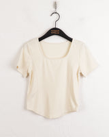 バレンベーシックインシジョンスクエアネック半袖Tシャツ/Baren Basic Incision Square Neck Short Sleeve T-shirt