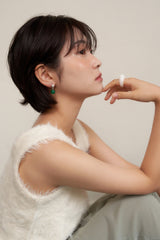 green onyx ball earring
