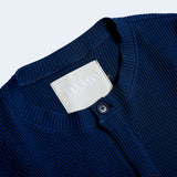 ラウンドネックワッフルカーディガン/DAMP ROUND-NECK WAFFLE CARDIGAN_NAVY