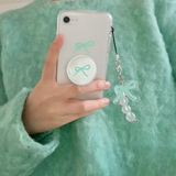 [セット] プレゼントシリーズ：ミントリボンフォンケース + スマホグリップ / [SET] Present series : Mint ribbon phonecase + griptok