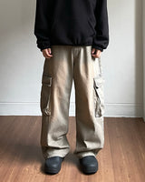 Mud Washing Cargo Denim Pants