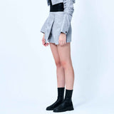 スエードミニラップスカート/DOZI - Suede Mini Wrap Skirt _ Light Grey