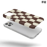 チェッカーボードグロッシーケース-brown