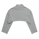 MELANGE GRAY TURTLENECK CROP SWEATSHIRT