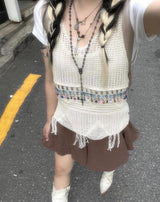 モリガールリネンバンディングパンツスカート / Morigirl linen banding pantskirt