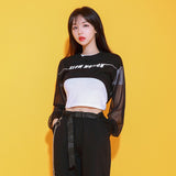 ミッションシースルークロップTシャツ/TOP(8193) motion see-through crop Tee