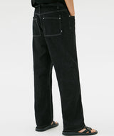 WASHING STITCH DENIM PANTS (BLACK) (6585489391734)