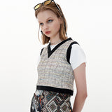 Tweed Crop Vest [Cotton Candy] (6612244168822)