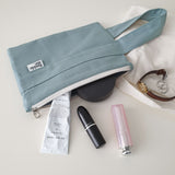  Oxford simple line strap pouch - skyblue gray