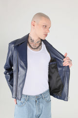 ミッドナイトブルーラムスキンライダージャケット/Midnight Blue Lamb Skin Rider Jacket