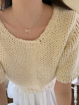 アイレットリボンパールネックレス / [925silver] Eyelet ribbon pearl necklace