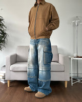 Sand Washed cargo cut denim pants