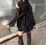 オフショルダースリットウィンドアノラックパーカー / shoulder slit wind anorak hood