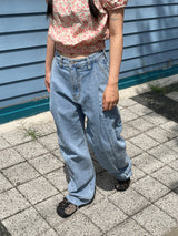 インディゴカッティングピンタックパンツ