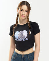 ハートバニーラグランクロップTシャツ / Heart bunny Raglan Crop-T (black)