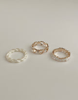 [3 set] Twisted Swan Heart Layered Ring Set / 2 color