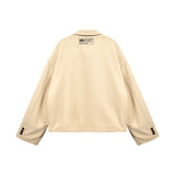 [UNISEX] Satin-Trimmed Padded Racing Jacket (Beige)