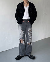 ダークブルービンテージワイドデニム / TR2423 Dark Blue Vintage Wide Denim (XS ~ L)