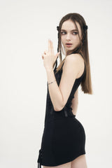 リンクドアイレットドレス / [Seow] Linked eyelet dress, black