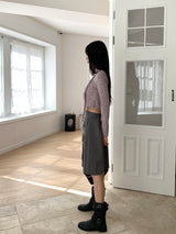 [Muffler Set] Forearm Bokashi Ribbed Button Cardigan