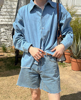 クロップデニムシャツ / crop denim shirt