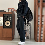 LMN log Oversized fit stitch denim setup pants (2 colors)