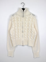 ケーブル ハイネック ニット ジップアップ / Cable high neck knit zip-up (3color)