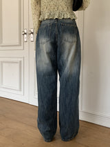 ビンテージウォッシングロングワイドデニムパンツ / O-too vintage washing long wide denim pants