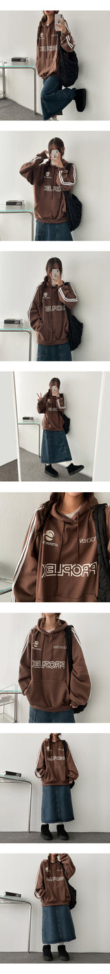 [Fleece] レックスラインカラーボクシーフーディ