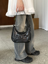 スタニーヴィンテージスターバックルデニムホーボショルダーバッグ / Staney Vintage Star Buckle Denim Hobo Shoulder Bag