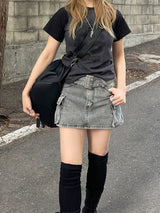 Y2k ツーポケットウォッシングベルトカーゴスカート / Y2k Two-Pocket Washing Belt Cargo Skirt
