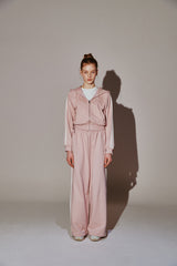 Lace Tape Hood Zip-Up Pink