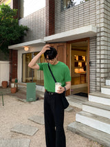 ロエミニマルリネンラウンド半袖ニット/Roe Minimal Short-Sleeved Linen Round Knitwear (9 colors)