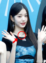 0064 [IVE WONYOUNG, REDVELVET Pick] オパールハートラインストーンネックレス