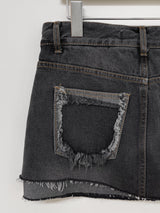 フォールドデニムスカート/FOLD DENIM-BLACK