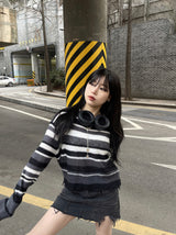 ストライプグランジクロップニット / stripe grunge crop knit