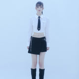ネクタイチェーンクロップシャツ/0 1 necktie chain crop shirt - WHITE