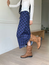 Kimo y2k retro check long skirt
