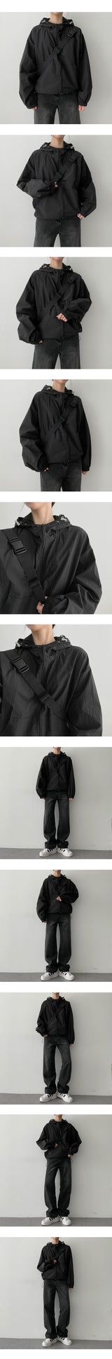 ハイニングハイネックストリングフードウィンドブレーカー / Hining High Neck String Hood Windbreaker