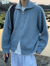 Bent knit cardigan zip up 