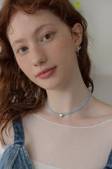 ブルーソーダジェムストーンサージカルネックレス/Blue soda gemstone surgical necklace