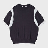 ショルダーコントラスト ハーフスリーブニット/SHOULDER CONTRAST HALF SLEEVE KNIT (NAVY)