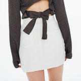 Eco Fur Short Skirt [White]