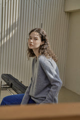ウール Vニット/WOOL V-KNIT_GRAY
