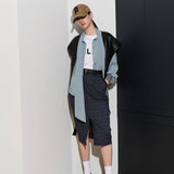 BONNIE BLOCK SKIRT, NAVY CHECK (6628107681910)