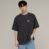 スモールマルチフラワードローイングショートスリーブTシャツ / Small Multi-Flower Drawing Smile Short-Sleeved T-shirt