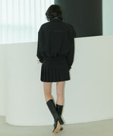LINE PLEATED MINI SKIRT - BLACK (6689407238262)