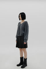 テビパフVネックニット/Tebi Puff V-neck Knit (4color)