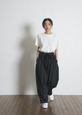 DOTTED-STRIPE BALLOON SWEAT PANTS (Black) / ドットストライプバルーンスウェットパンツ
